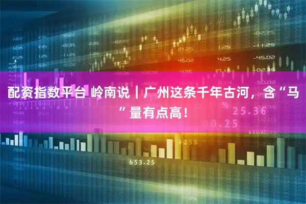 配资指数平台 岭南说｜广州这条千年古河，含“马”量有点高！