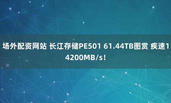 场外配资网站 长江存储PE501 61.44TB图赏 疾速14200MB/s！